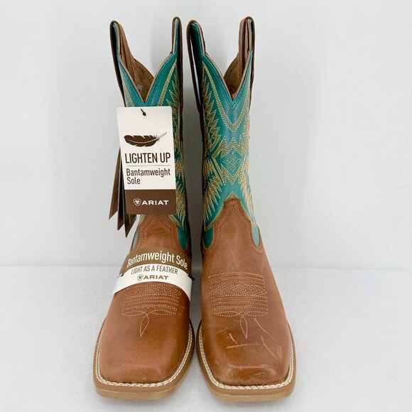 NWD Ariat Women's Odessa Brown/Metallic Turqueza Leather Western Boots Size 7B - Picture 3 of 15